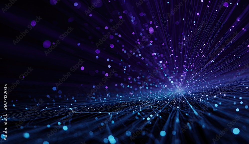 Fototapeta premium Deep-space, radiating light beams and particles