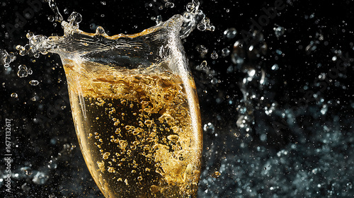 Champagner-Splash vor Grau 1