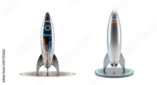  3D Render Futuristic Space Rocket Launch Symbolizing New Product