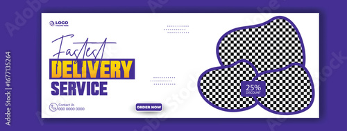 Modern delivery service advertisement with happy customers receiving packages