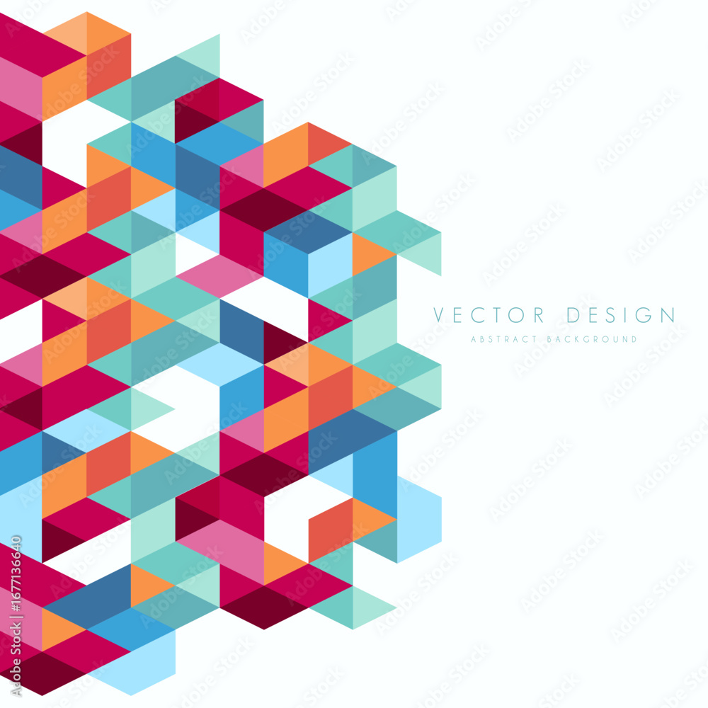 Obraz premium Vector Abstract Background with Colorful Geometric Cube or Isometric Triangle Mosaic Pattern