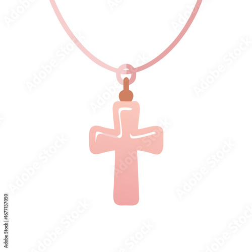 Cruz Bautismo Colgante en Oro Rosa