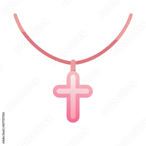 Cruz Bautismo Colgante en Oro Rosa