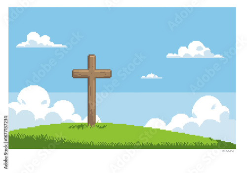 Serene Hilltop Cross: A Symbol of Faith and Peace.