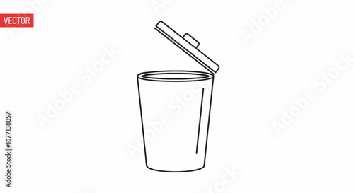 Simple line art icon representing an open trash bin, an essential symbol for waste disposal, digital deletion, or environmentally conscious recycling practices.