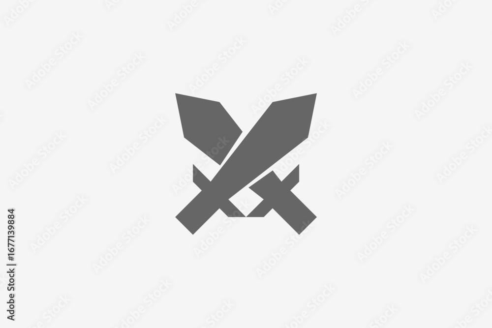 Fototapeta premium cross swords minimalist bold silhouette logo