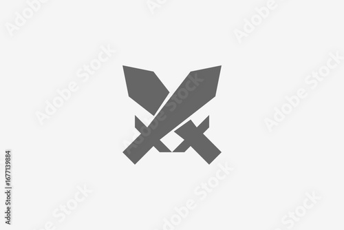 cross swords minimalist bold silhouette logo