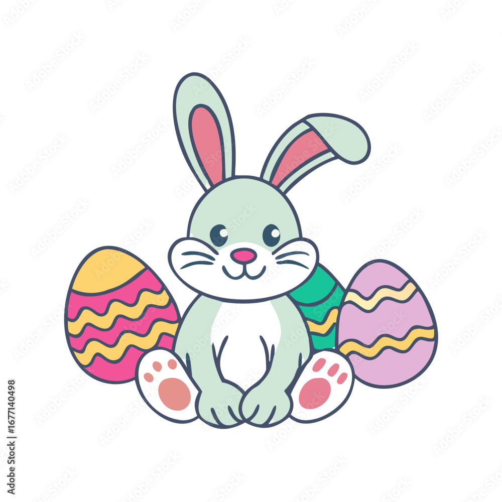 Obraz premium easter bunny with easter eggs