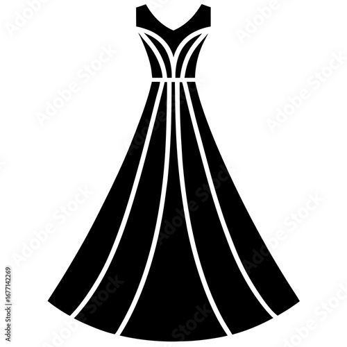 Minimalist vector icon of maxi dress silhouette