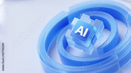 Blue spiral vortex tech-style 3D icon letter 