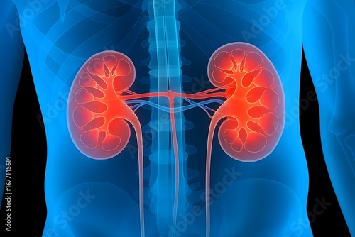 Human Kidney Anatomy 3D Rendering
