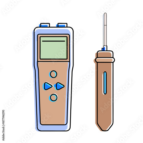 Digital thermometer with probe and display in modern design  
