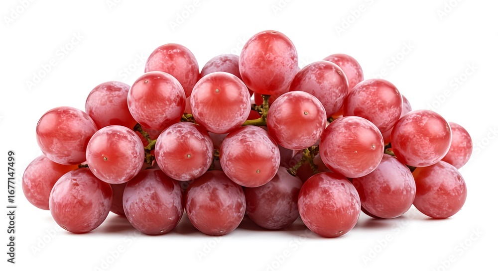 Fototapeta premium Fresh Ripe Red Grapes Pile Isolated on White Background Healthy Food