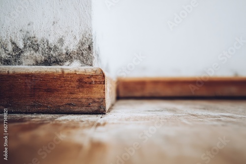 Moldy Corner With Wooden Baseboard