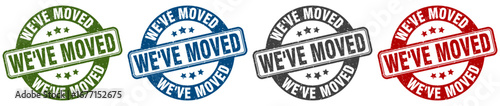 we've moved stamp. we've moved round stamp set isolated on white background