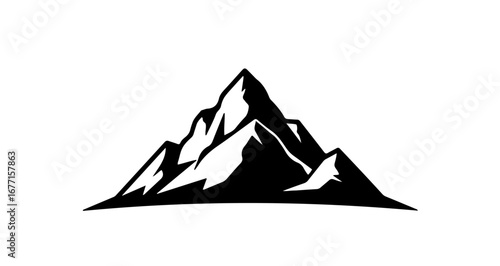 Minimalist Black and White Mountain Peak Silhouette Icon for Adventure and Outdoors Branding
