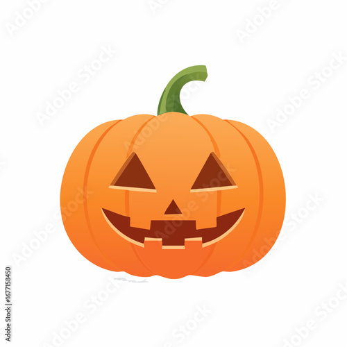 Smiling orange carved pumpkin jack o lantern illustration for Halloween autumn holiday season