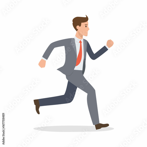Running businessman in suit and tie, concept of success and ambition