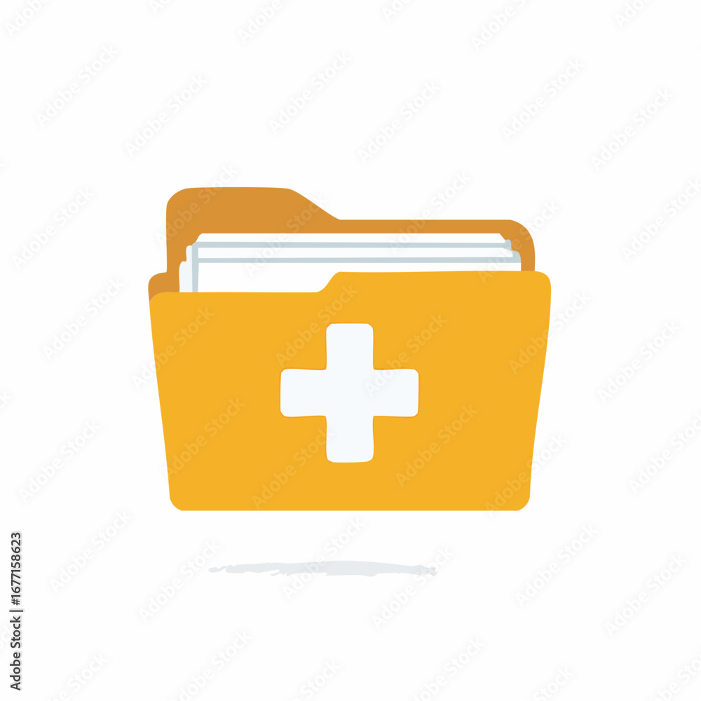 Obraz premium Medical folder with a plus sign illustration, concept for healthcare and medical records