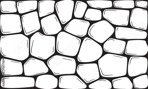 Natural Stonework: An Abstract Graphic of a Tightly Packed Wall of Irregularly Shaped Stones