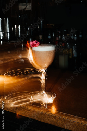 Artistic Cocktail with Light Trails