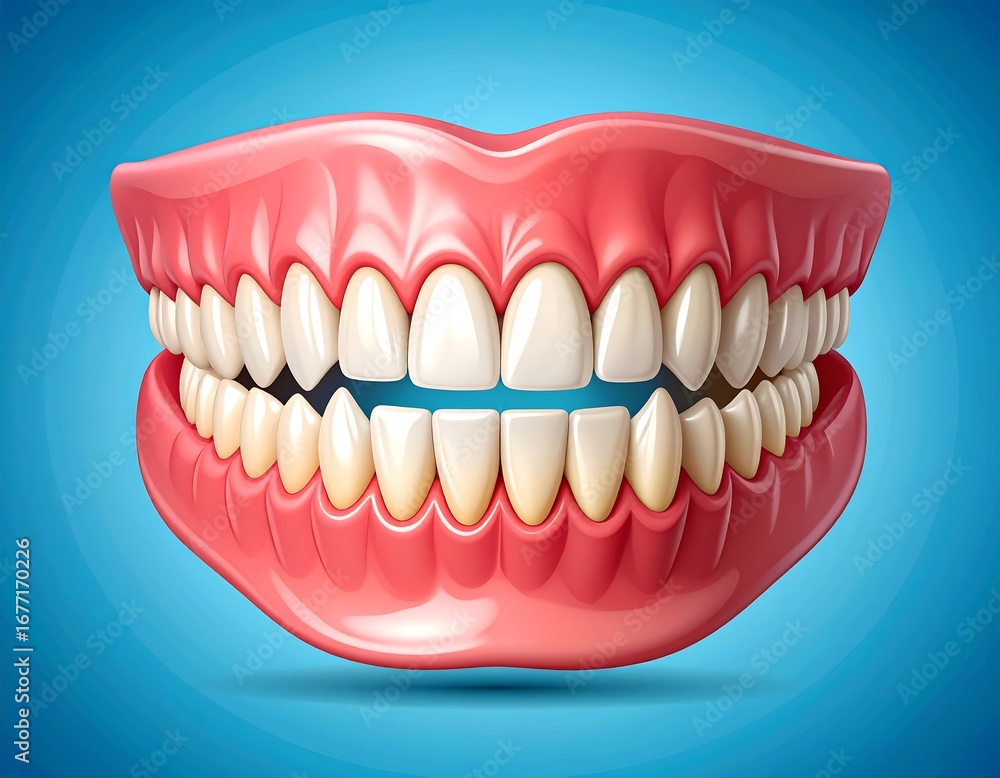 Fototapeta premium 3D model of a human mouth with teeth (1)