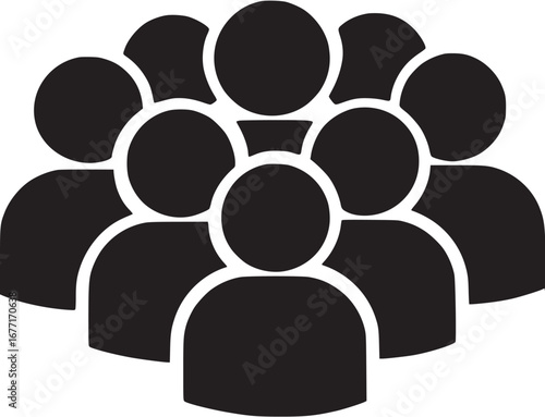 Anonymous Collective: A stark black silhouette of a crowd symbolizes unity, highlighting the essence of social gatherings and communal strength.