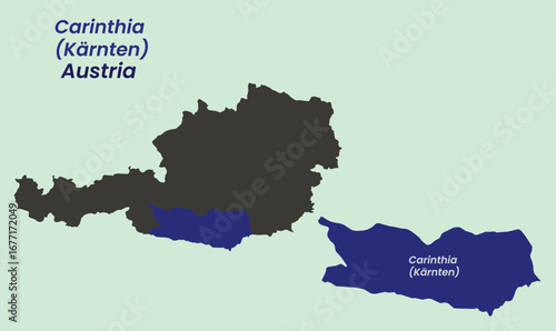 Map of Austria, Map of Austria states Vector Illustration, Burgenland, Carinthia, Lower Austria, Upper Austria, Salzburg, Styria, Tyrol (Tirol), Vorarlberg, Vienna.
