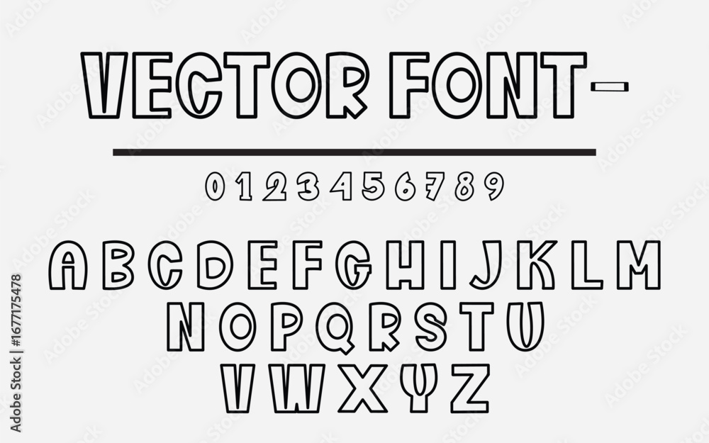 Fototapeta premium Vector Font: Bold Outline Typography