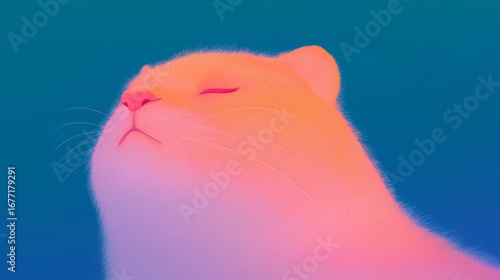 A beautifully Dreamy Cat Portrait featuring Soft Color Gradients that evoke joy and serenity
