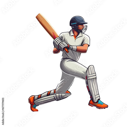 kriket player in action vector illustration