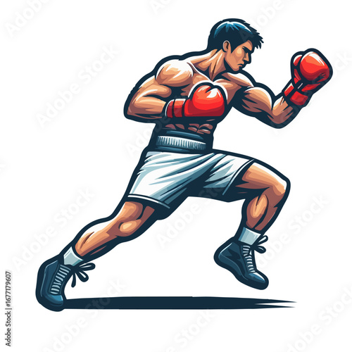 boxing player in action vector illustration