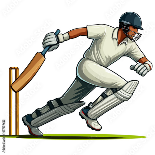 kriket player in action vector illustration