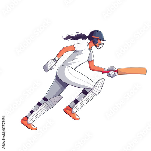 kriket player in action vector illustration
