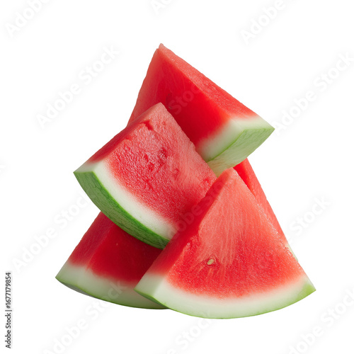 Fresh watermelon slices juicy fruit summer snack healthy dessert isolated image on transparent background