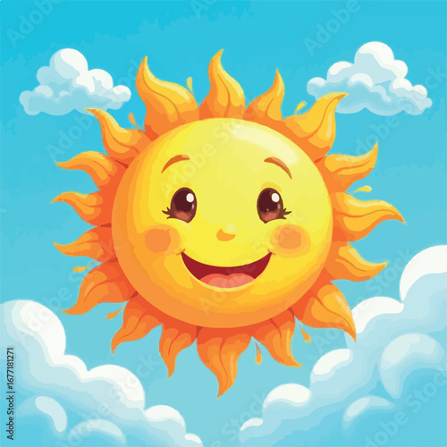 sun, cartoon, illustration, vector, summer, nature, smile, sky, cloud, fun, child, animal, face, sunny, design, flower, drawing, sea, art, day, beach, lion, weather, water, sunlight