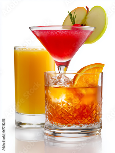 A vibrant display of colorful cocktails showcasing refreshing flavors and garnishes, perfect for any celebration.