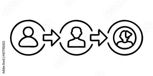Vector art of transformation process icon, depicting change, growth, and development, representing progress, evolution, and transition towards improvement and metamorphosis