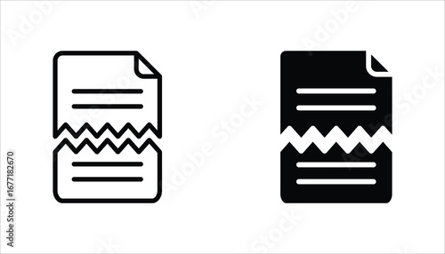 Broken File Icon set. Corrupted file symbol. Vector Illustration for web design. Isolated on white background.