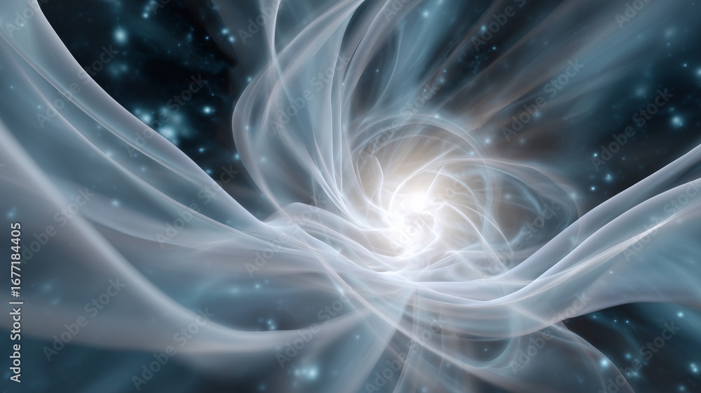 Fototapeta premium A background of a swirling vortex of ghosts and spirits, with a bright light in the center