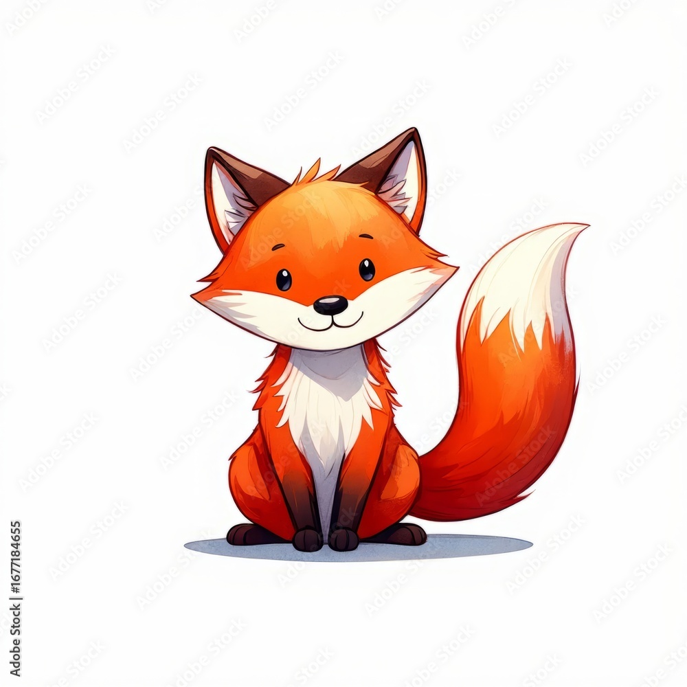 Obraz premium Cute cartoon fox character design for children's book and nursery decor