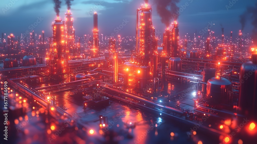 Fototapeta premium Futuristic eco friendly energy factory using advanced nanotechnology