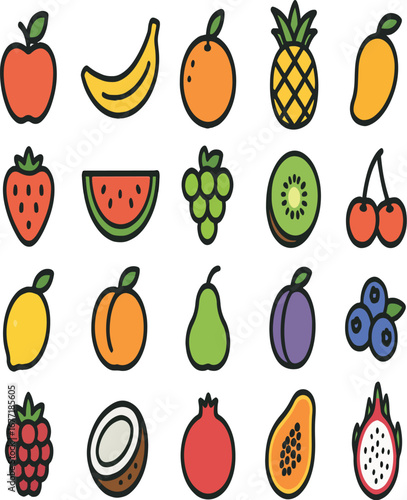 set of fruits and vegetables
