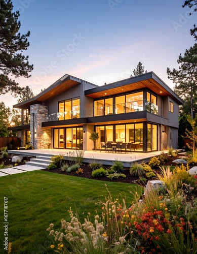 Modern Home Exterior Dusk