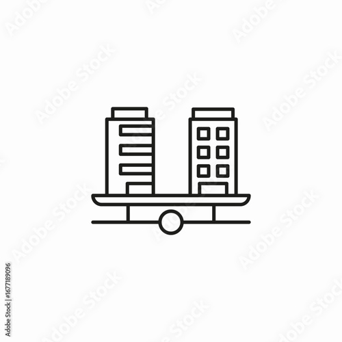 balance buildings equilibrium icon sign vector