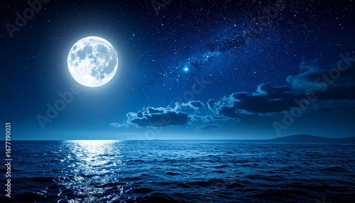 美しい月が輝く幻想的で綺麗な背景画像