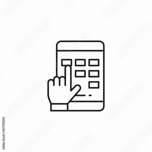 hand touching screen icon sign vector