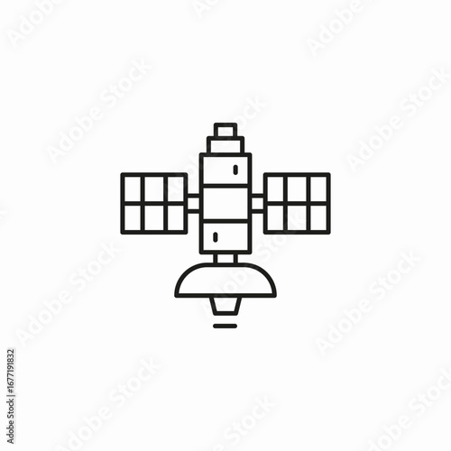 space satellite with solar panels icon sign vector