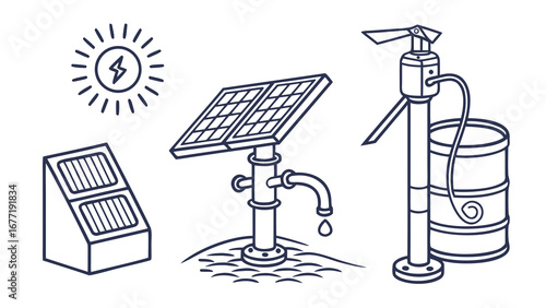 Illustration of solar water pump system