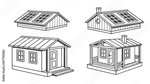 Vector art of collection of different house designs